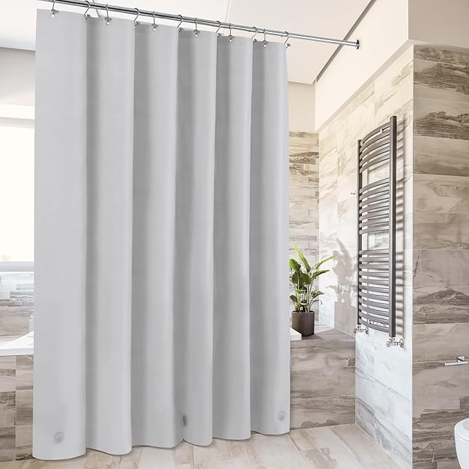 Barossa Design Shower Curtain Liner - Premium PEVA, BPA & PVC Free, No Chemical Smell, Lightweight Standard Size Shower Curtain with 3 Magnets, Metal Grommets -Silver Gray