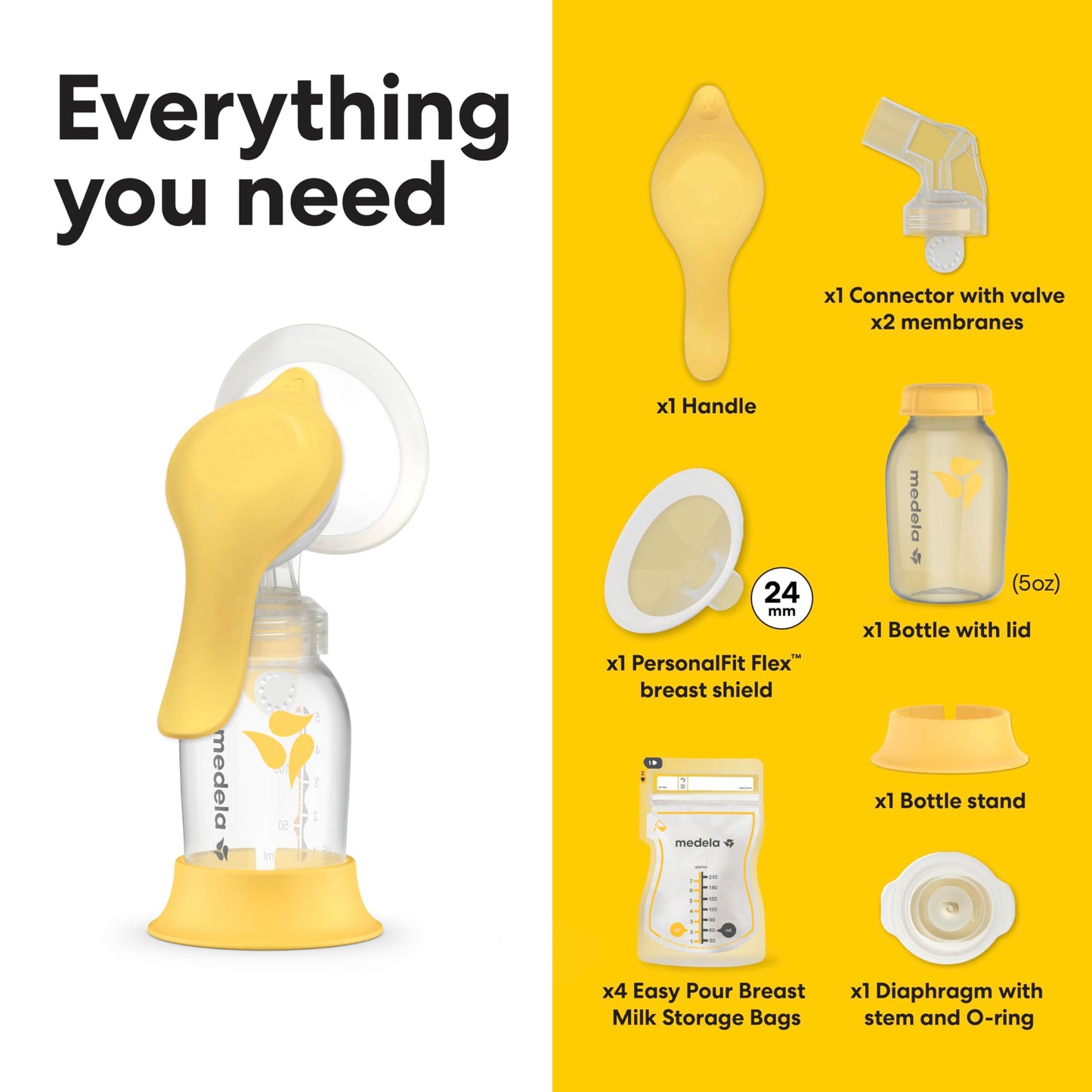 Medela Harmony Manual Breast Pump, Compact Swiss Design with PersonalFit Flex Shields and Medela's 2-Phase Expression Technology