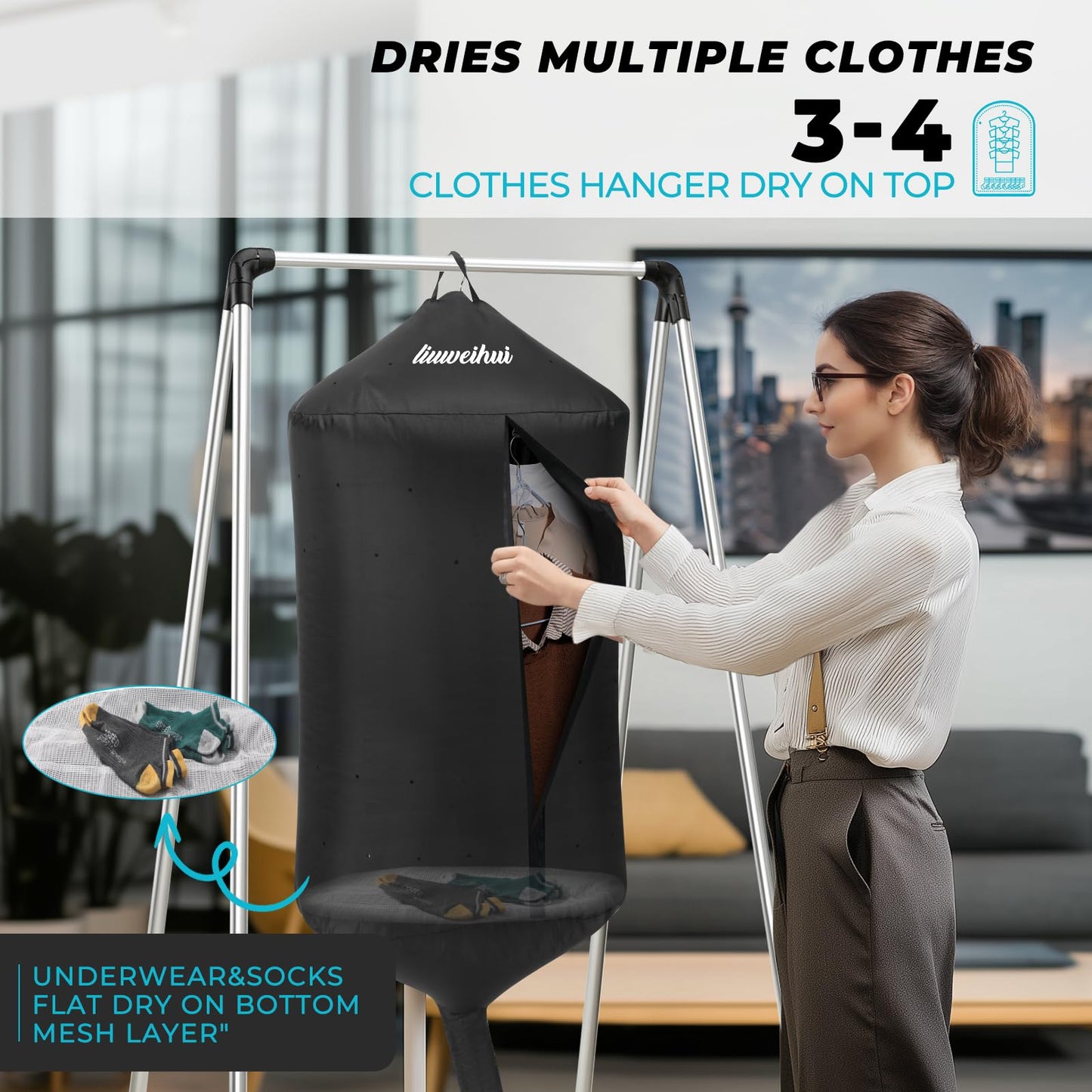 portable clothes dryer–Travel Clothes Dryer – Ideal for Small Loads of Lightweight Garments, Plus Small Items Like Underwear and Socks