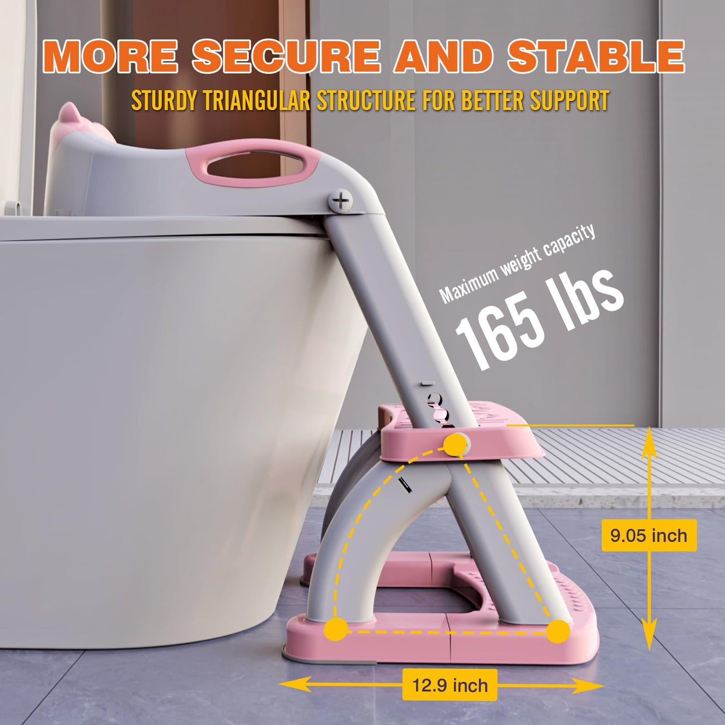 Potty Training Seat, SKYROKU Upgrade Toddler Toilet Seat for Kids Boys Girls, 2 in 1 Potty Training Toilet, Splash Guard Anti-Slip Pad Step Stool,New Sector-Shape Stabilized Base (8899+Pink)