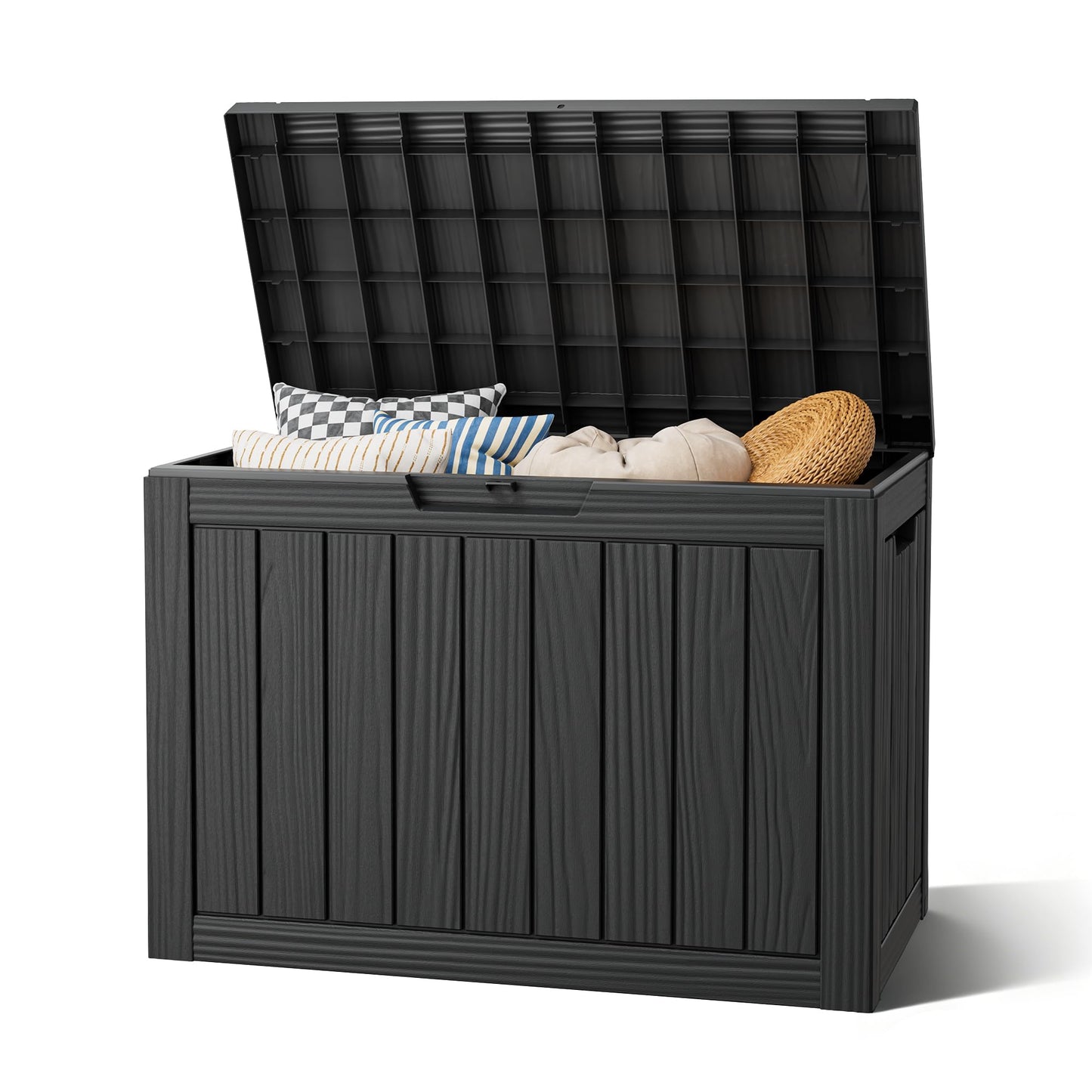 NBYSGO Outdoor Storage Box, Resin Deck Boxes Indoor and outdoor, Waterproof Storage Box Lockable Lid (Black, 45 Gallon)