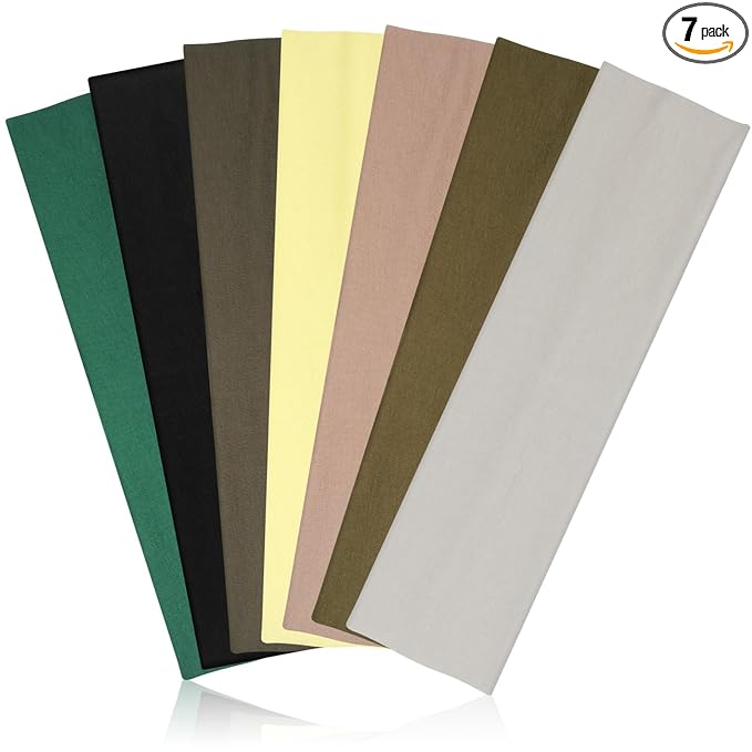 DiyJibb Headbands for Women, Stretchy Non Slip Soft Cotton Cloth Hair Bands for Sports, Workout, Yoga and Running, 7pcs