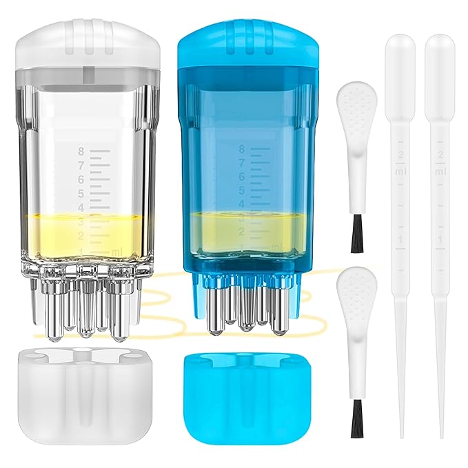 2 PCS Minoxidil Applicators with Cleaning Brush and Dropper, Anglecai Scalp Applicator Comb for Hair Oil Applicator Brush, Minoxidil Brushes for Scalp Applicator Comb for Hair Growth (White+Blue)