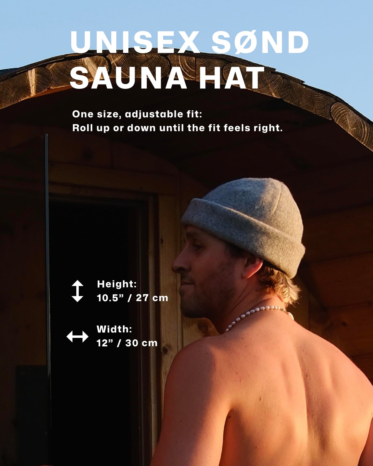 SØND - Sauna Hat for Men & Women - Merino Wool Heat Insulation & Hair Protection - Wool Sauna Cap & Banya Hat - Sauna Accessory - Beanie Style - Light Grey