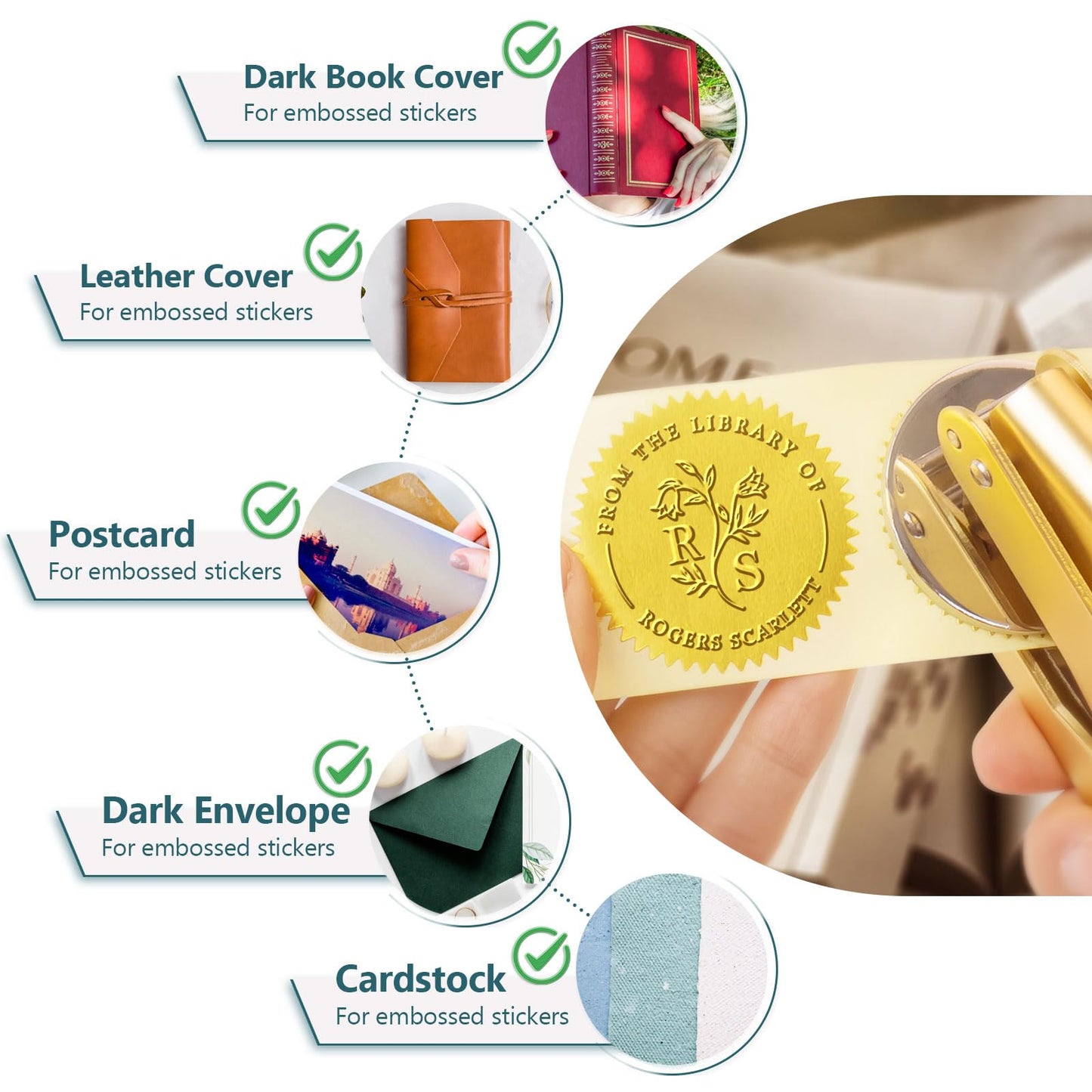 CASAFIT Book Embosser Personalized, Custom Stamp - Library Stamp Personalized Gift Set for Book Lovers | Women | Teachers | Wedding | Friends