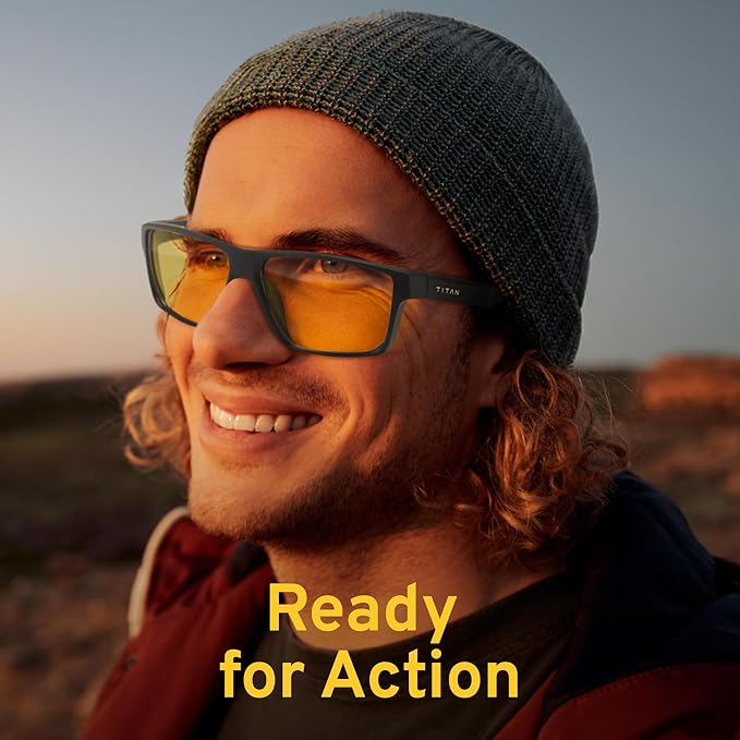 Titan Gaming Glasses, Blue Light Blocking, Night Driving Glasses for Men, Computer Protection, Gift for Gamers