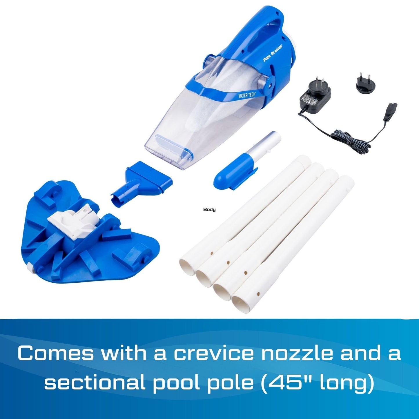 POOL BLASTER Centennial Cordless Pool Vacuum w/Pole Set - XL Debris Capacity & Advanced Filtration, Handheld Rechargeable Pool Cleaner for Sand, Silt & Leaves in Inground & Above Ground Pool