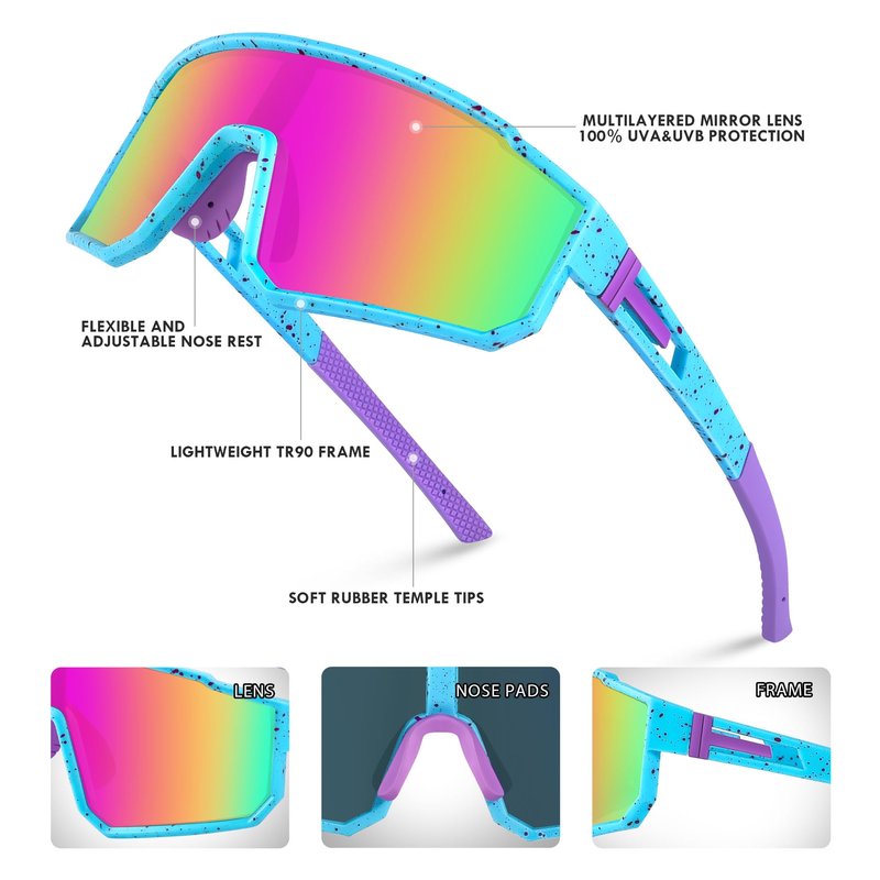 Derowern Youth Baseball Sunglasses, Kids Polarized Sports Sun glasses, Lightweight TR90 Frame UV400 Protection Outdoor Glasses for Boys Girls Softball Cycling Golf