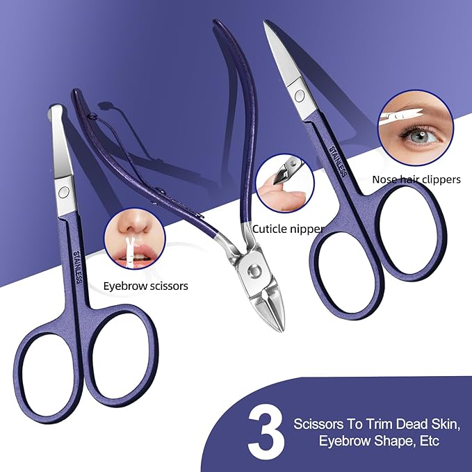 Manicure Set 30 in 1 Nail Clippers Set,Nail Manicure Kit for Women,RedFlow Toenail Clippers,Pedicure Kit,Pedicure Tools,Suitable for Travel Manicure Tools (Navy Blue)