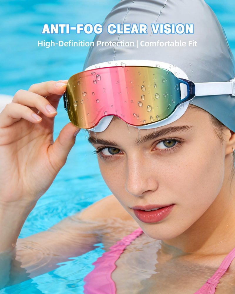Aegend 2 Pack Swim Goggles For Youth Ages 8-16&Adult(Small Faces), Large Frameless Wide View No-Leak Silicone Seal Anti-Fog/UV, with Earplugs Nose Clips Mesh Bags for Teens Boys Girls Swimming