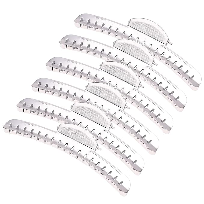 Vintage of Metal Finger Wave Hair Clips Clamps Aluminum Tip Finger Hair Clips Modeling Clamps Suitable for home and outdoor (12PCS Silver)