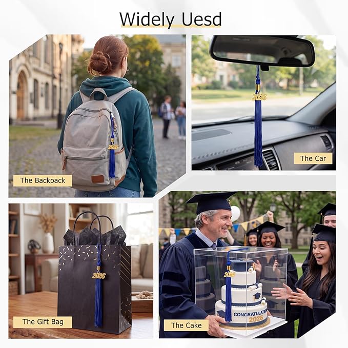 GraduationMall Single&Multiple Color Graduation Tassel with 2026 Year Charm 9"