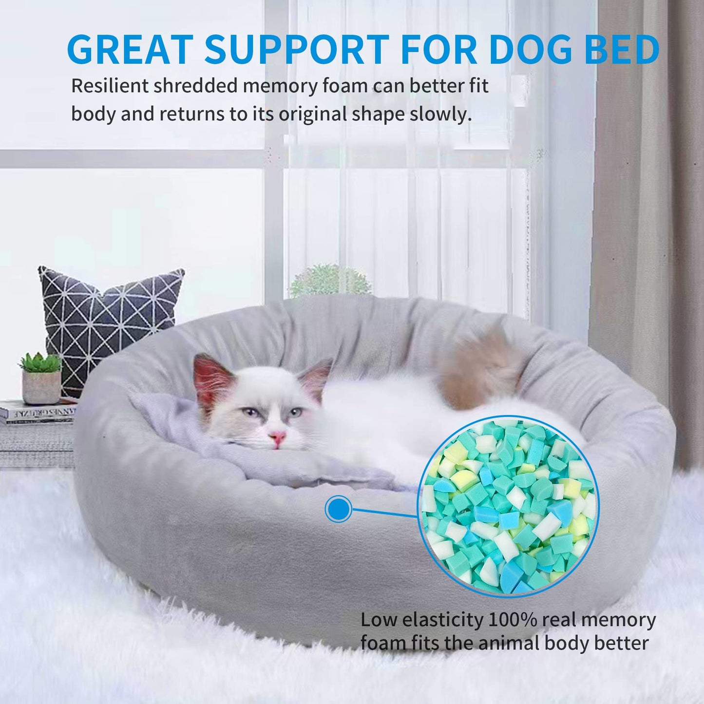 Welacer Shredded Memory Foam Filling 5lbs for Bean Bag Filler, Without Added Gel Particles, Premium Soft Refill and Great for Stuffing, Multi Color and Shape