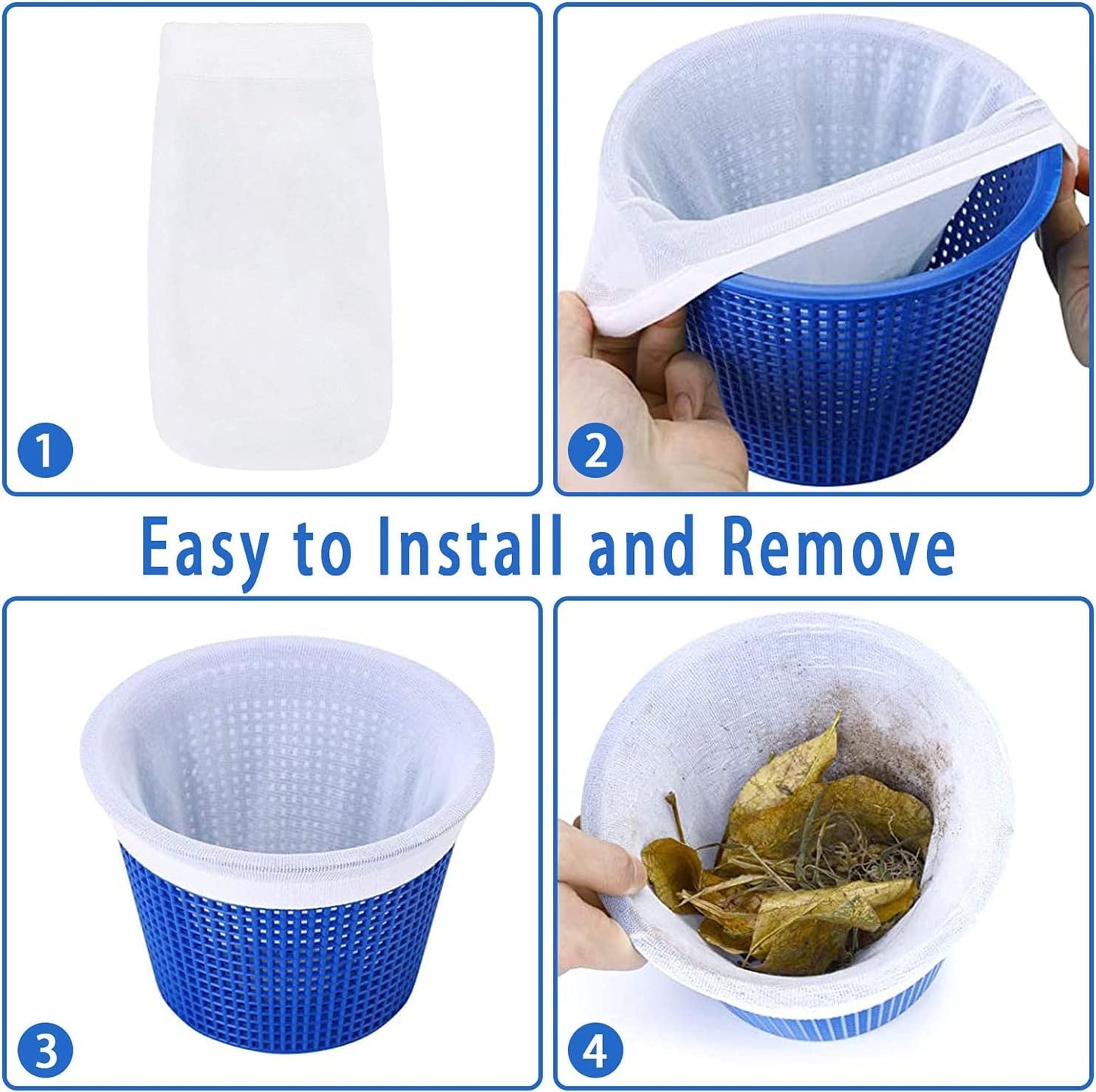 100 Pack Pool Skimmer Socks, Pool Filter Socks Works Perfect with Pool Skimmer for Inground and Above Ground Pool Skimmer Basket/ Hot Tub Filter, Ultra Fine Mesh Socks Filter Debris and Leaves