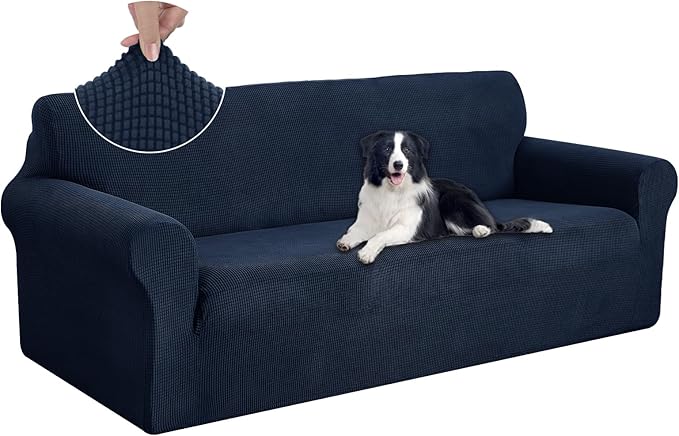 U-NICE HOME Stretch Couch Cover Sofa Cover Sofa Slipcover Furniture Protector for 4 Cushion Couch Sofa Pet Friendly(Oversized Sofa, Navy)