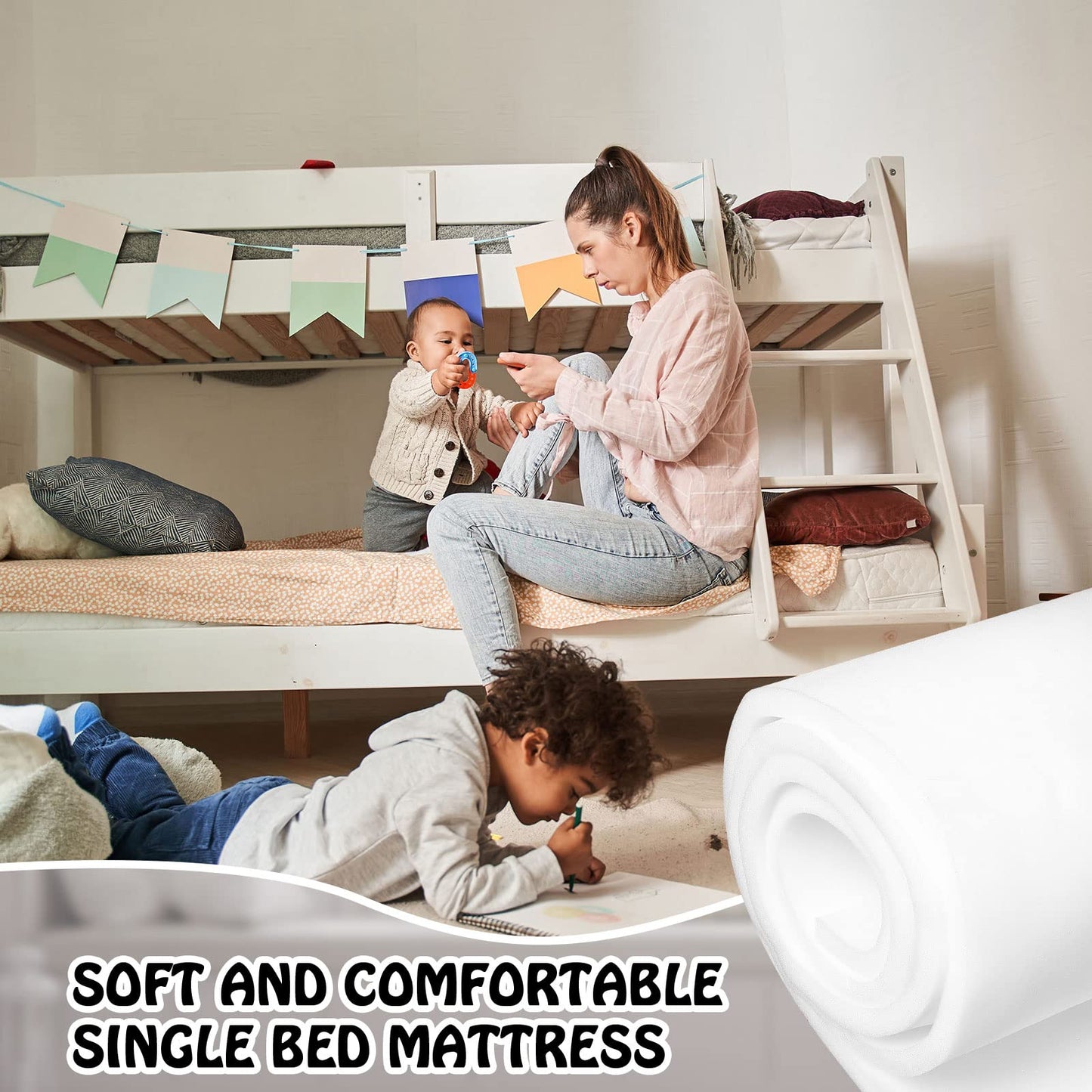 Amylove 1 Pack Polyurethane Foam 1" x 24" x 72" High Density Cushion Upholstery Foam Sheet for Seat Replacement DIY Projects Chairs Headboards Sofas Home (White)