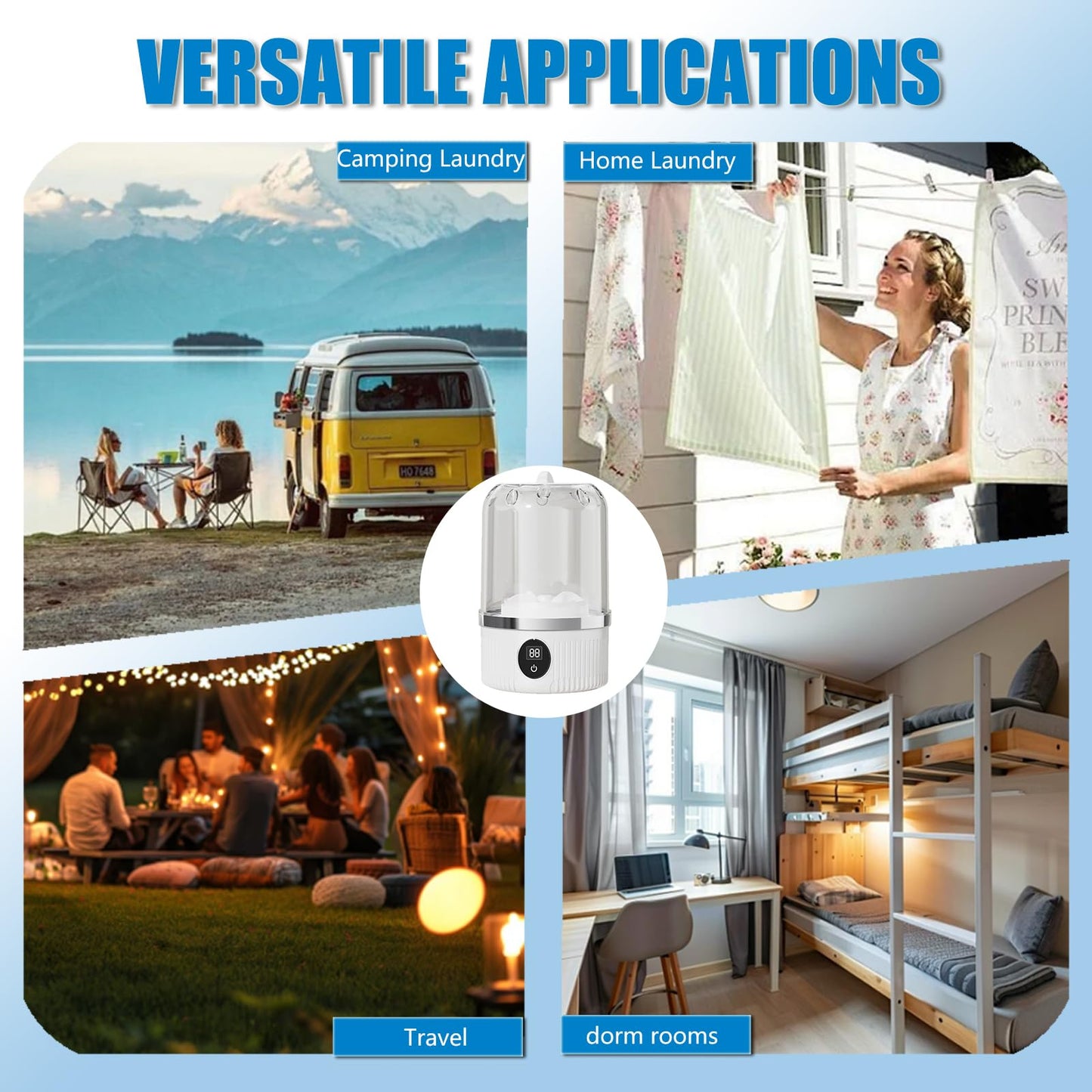 Portable Ultrasonic Mini Washing Machine 2026 New Rechargeable Travel Laundry Solution for Underwear, Compact Design for Apartments, Dorms, RVs, and Camping (White)