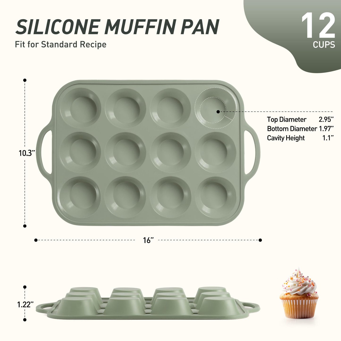 12 Cups Silicone Muffin Pan with Metal Reinforced Frame Cupcake Pan Tray Egg Molds Parents Stepdad Pawpaw Who Want Nothing Everything Future Groom Bride Law Christmas Xmas Happy Birthday Gifts Ideal