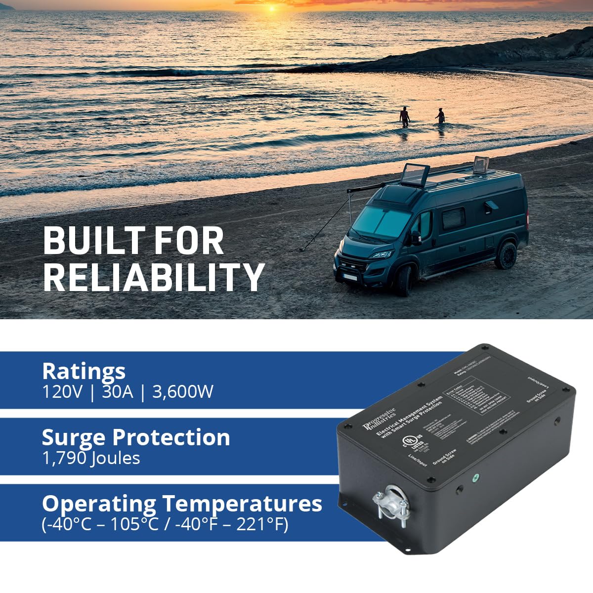 Progressive Industries EMS-HW30C Heavy Duty RV Surge Protector, Black, 30 Amp