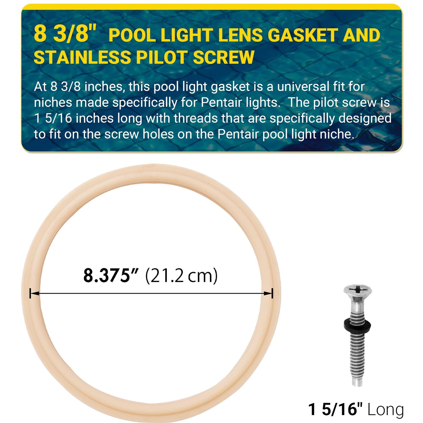 AR-PRO 8 3/8" Pool Light Lens Gasket - Exact Replacements for Pentair Part Numbers 79101600Z and 79104800 - Works with Pentair IntelliBrite, AmerLite, and SAM Amerlite Lights，Set of 3