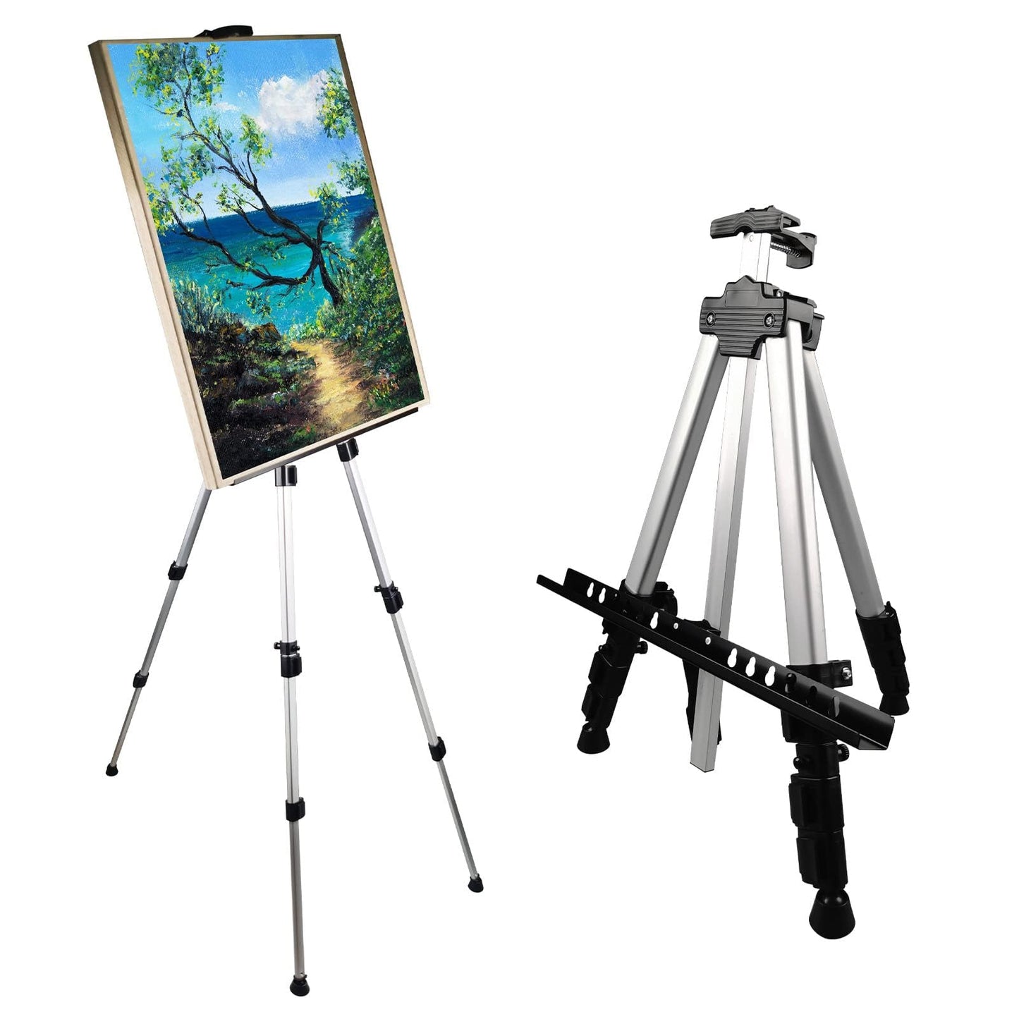 Ns Jymb Art Artist Easel Stand for Painting,Portable Adjustable Easels for Painting Canvases Height from 17 to 66 Inch - Carry Bag for Table-Top/Floor Displaying and Wedding Sign,White