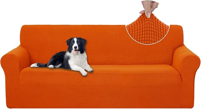 U-NICE HOME Stretch Couch Cover Sofa Cover Sofa Slipcover Furniture Protector for 3 Cushion Couch Sofa Pet Friendly(Sofa, Orange)