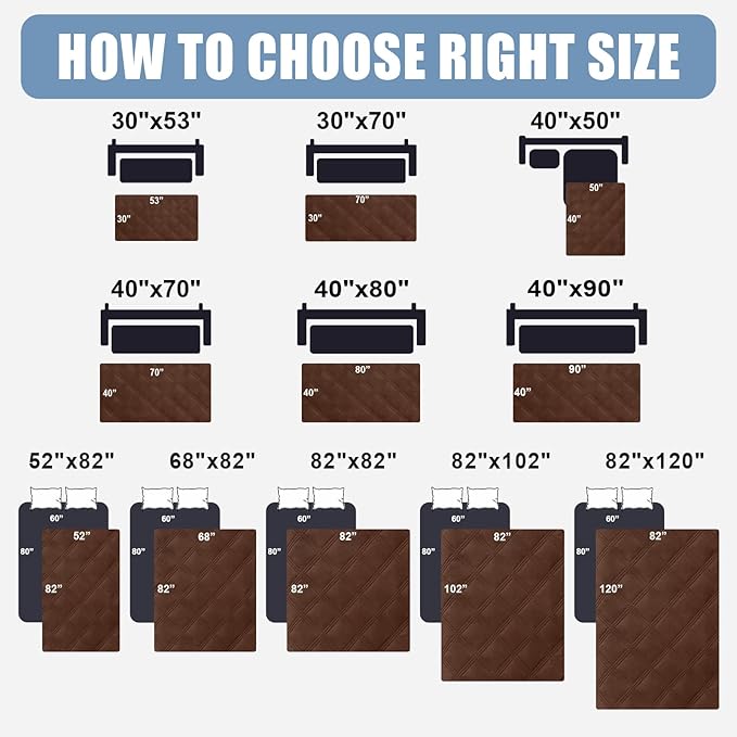 Smiry Waterproof Dog Bed Cover Blanket 40x70, Soft Reversible Pet Blanket, Washable Leakproof Cats Dogs Couch Cover for Sofa, Couch, Furniture, Brown/Beige