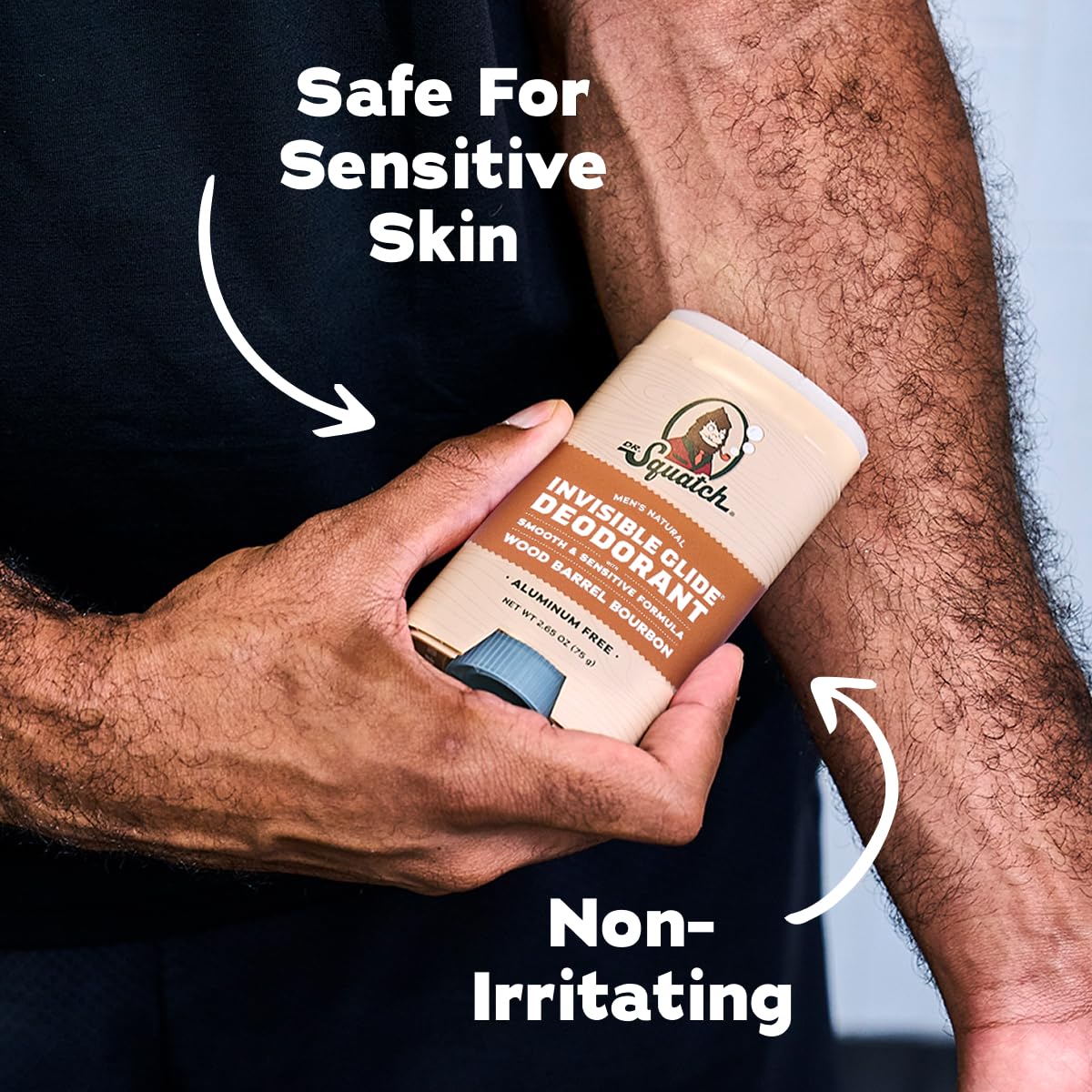 Dr. Squatch Invisible Glide Natural Men’s Deodorant – Smooth Glide, No Stains – Aluminum Free Deodorant Men – Safe for Sensitive Skin – Wood Barrel Bourbon + Rainforest Rapids, 2.65oz (2-Pack)