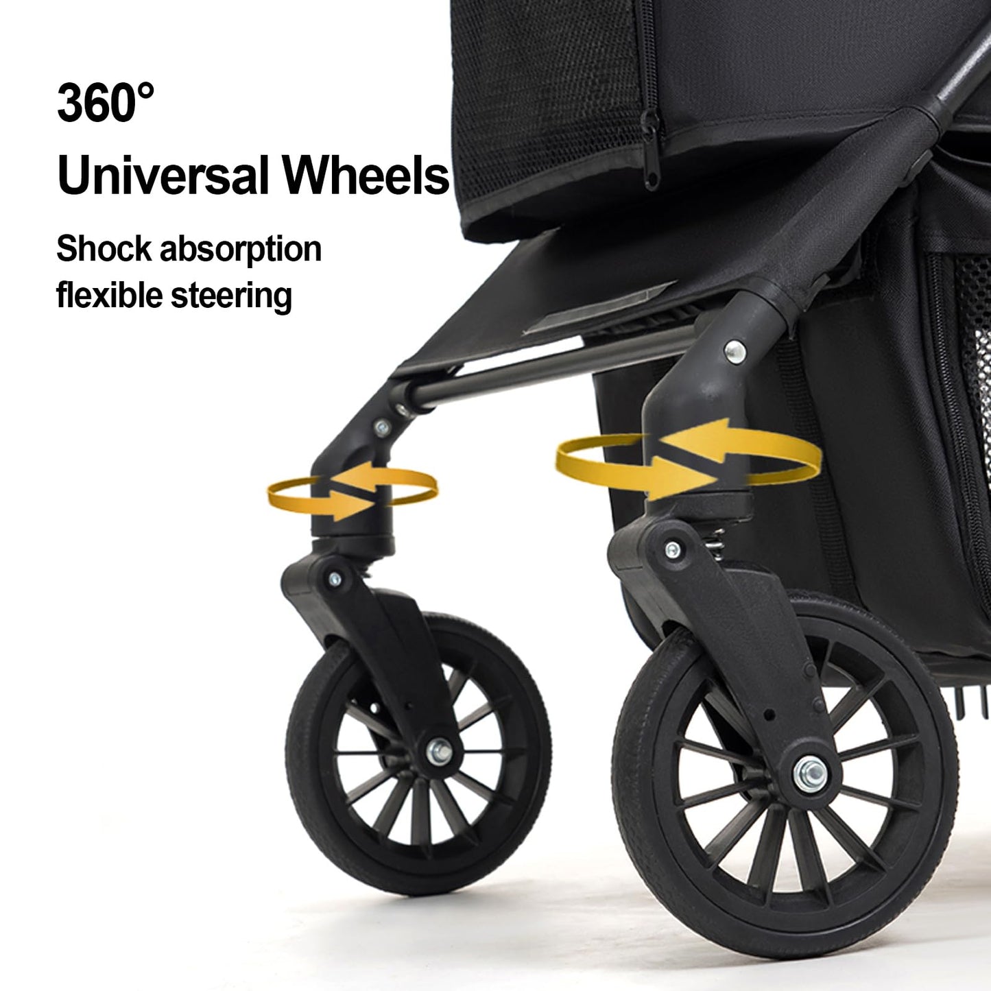 AAApex Atelier Medium Pet Stroller for Small & Medium Dogs, Double Dog Stroller for 2 Dogs, 80 Lbs Capacity Lightweight Integrated Design, Easy Setup Durable Pet Cart with Safe & Comfort Travel