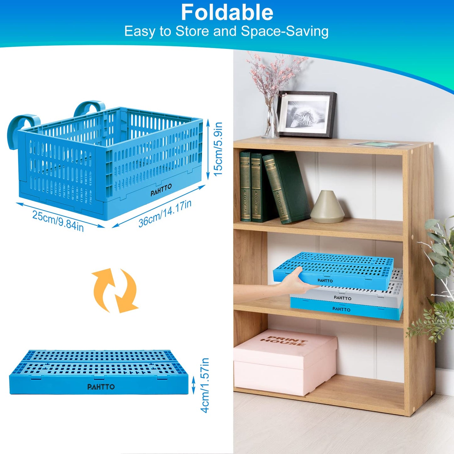PAHTTO XL Poolside Storage Basket 2pcs, Foldable Above Ground Pool Storage Basket for Pool Toys, Towels, Beverages, Poolside Organizer, Pool Accessories for Above Ground Swimming Pool, Blue