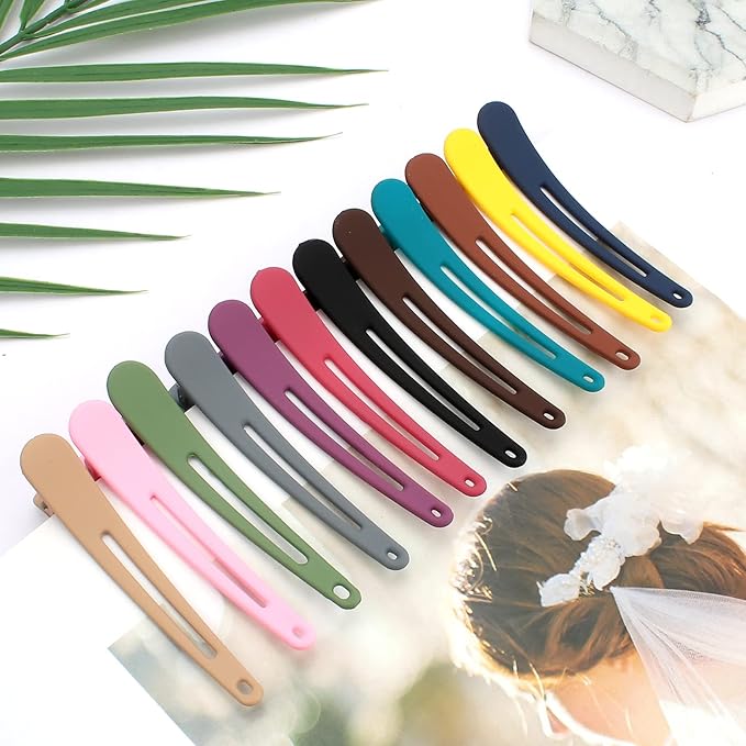 YISSION 12 PCS Hair Clips for Styling Sectioning, 3.1 Inch Matte Alligator No-Crease Duck Billed Hair Barrettes, Hair Styling Accessories for Women Girls