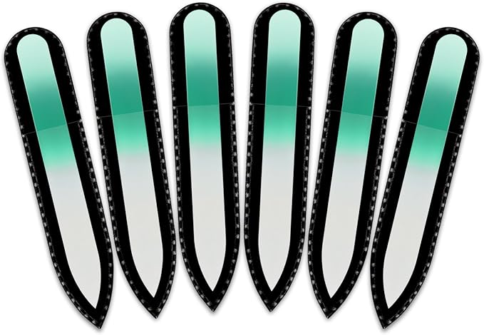 Mont Bleu Rainbow Crystal Nail File in Black Pouch - Small/Purse Size - Czech Tempered Glass - Handmade in Bohemia (Czech Republic)