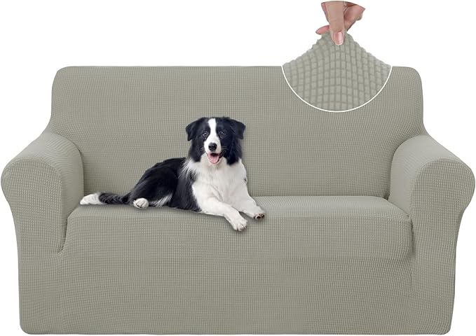 U-NICE HOME Loveseat Cover Stretch Couch Cover Sofa Cover Sofa Slipcover Furniture Protector for 2 Cushion Couch Sofa Pet Friendly(Loveseat, Taupe)
