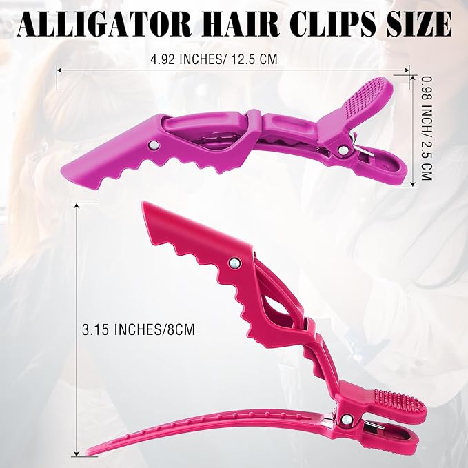 Havawish 12 Pcs Alligator Clips for Hair Styling Matte Alligator Crocodile Clips for Women Hair Sectioning(Neon Colors)