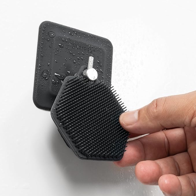 TOOLETRIES MenÃ¢ÂÂs Face Scrubber 2.0 - Silicone Facial Cleansing Brush for Daily Use, Larger Surface Area, Longer Bristles for Deeper Exfoliation, Quick-Dry Design, with Hang Loop - Charcoal