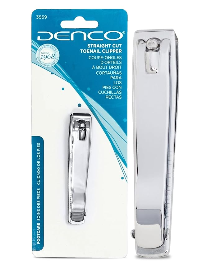 Denco Straight Cut Toenail Clipper Ã¢ÂÂ Precision Straight Edge Cutter for Thick & Regular Nails, Tool for Ingrown Toenails Ã¢ÂÂ Heavy Duty Stainless Steel Nail Clippers with Built-In File