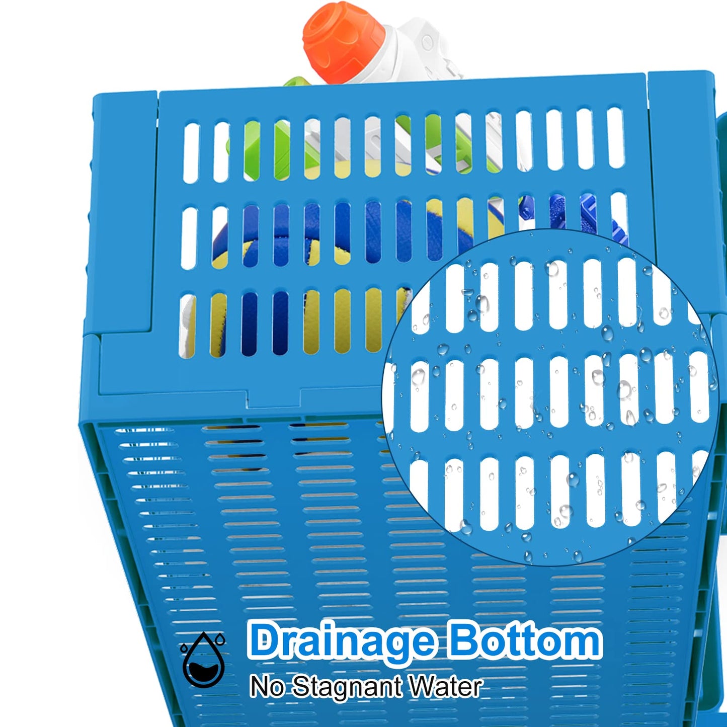 PAHTTO XL Poolside Storage Basket 2pcs, Foldable Above Ground Pool Storage Basket for Pool Toys, Towels, Beverages, Poolside Organizer, Pool Accessories for Above Ground Swimming Pool, Blue