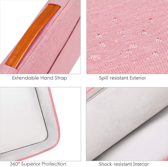 Lacdo 360° Protective Laptop Sleeve Case for 14 inch MacBook Pro M5 Pro/Max A3426 A3427 (2026), M5/M4/M3/M2/M1 A3434 A3112 A3401 A3185 A2918 A2992 | 13.8 inch Surface Laptop 7th Computer Bag, Peach