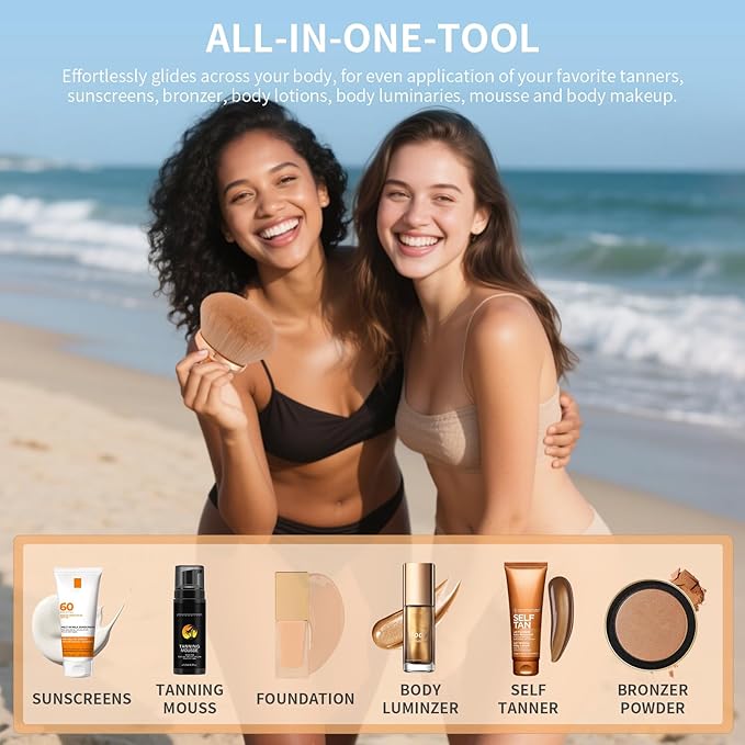 docolor Self Tanner Brush Extra Large Body Makeup Brush, 3.5 Inch Width, Soft synthetic hair Tanning Brush for Foundation, Self-tanners, Bronzer, Powder Self Tan Back Applicator Face&Body Makeup Brush