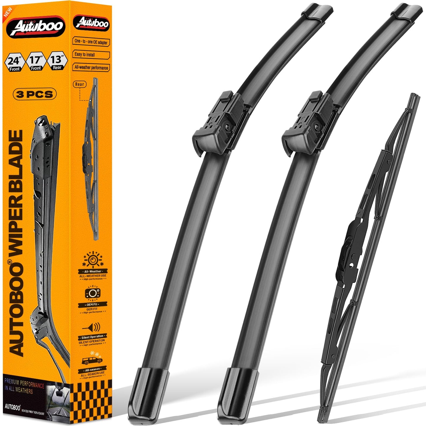 OEM Windshield Wiper Blade Replacement for GMC Terrain Chevy Equinox 2010-2017 Original Equipment Wiper Blade Set- 24+17+13 (Set of 3) 1 Year Warranty