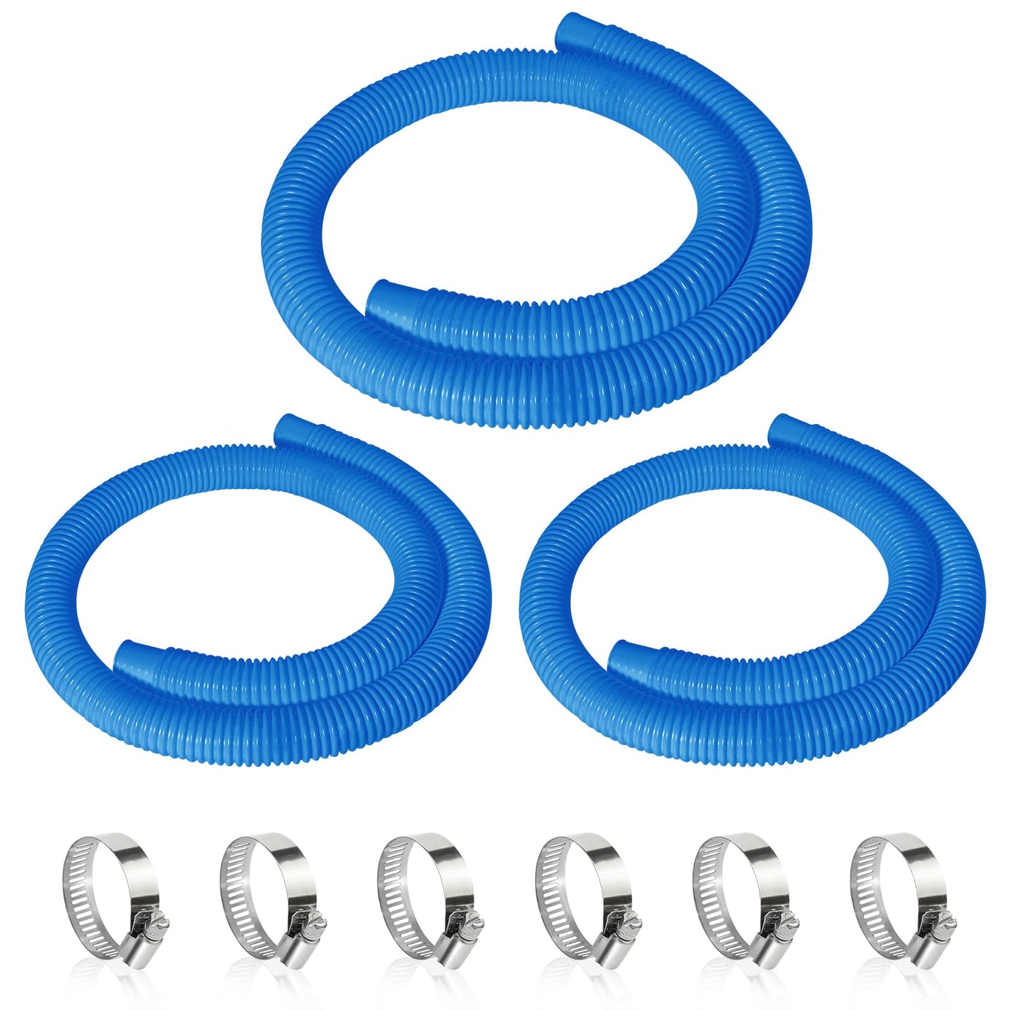 3 Pcs 1.25" Pool Hose, 59" Long Accessory Pool Pump Replacement Hoses, Compatible with All Above Ground Pool Filter Pumps that Use 1 1/4 Diameter Hoses