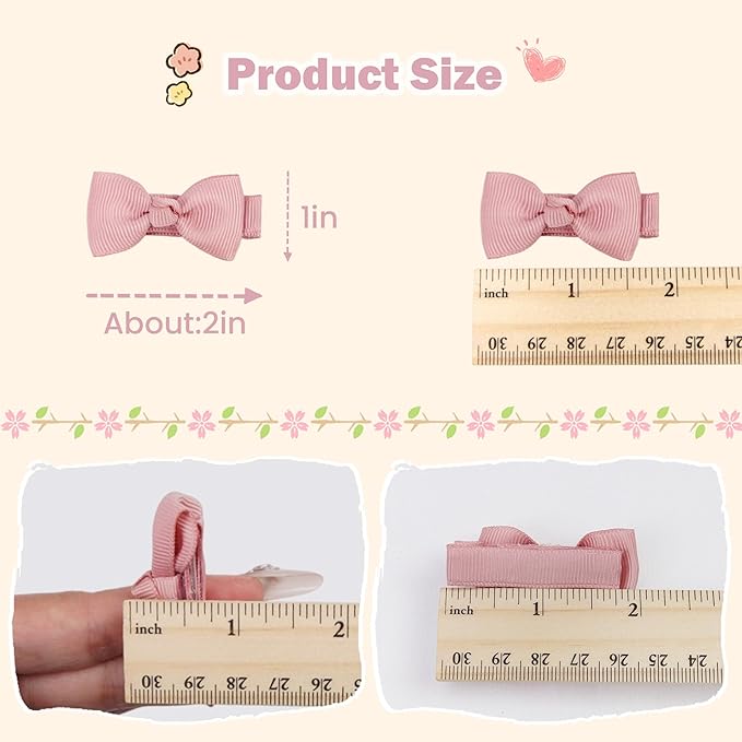 CLLOT Hair Clip 90PCS, Baby Girls Fully Lined Baby Bows Hair Pins Tiny 2' Hair Bows Alligator Clips for Infants Toddlers in Pairs