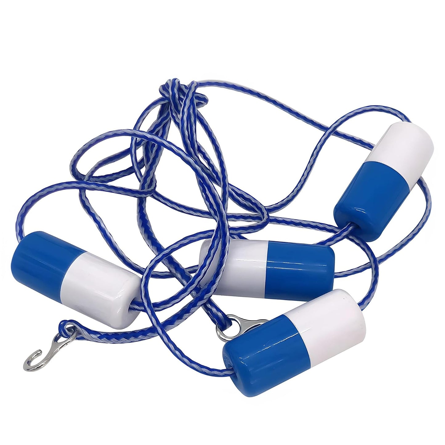 FibroPool Floating Pool Safety Rope - 16 Foot - Adjustable Length Lane Divider With Hooks for Swimming Pools - Equipment to Divide Swim Race Lanes - Buoy Line With 4 Integrated Floats