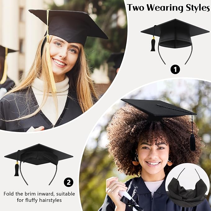 Phoncoo 2 Pack Graduation Cap Headband, Upgrade Grad Cap Headband Insert - Secures Your Graduation Caps and Keeps Hairstyle