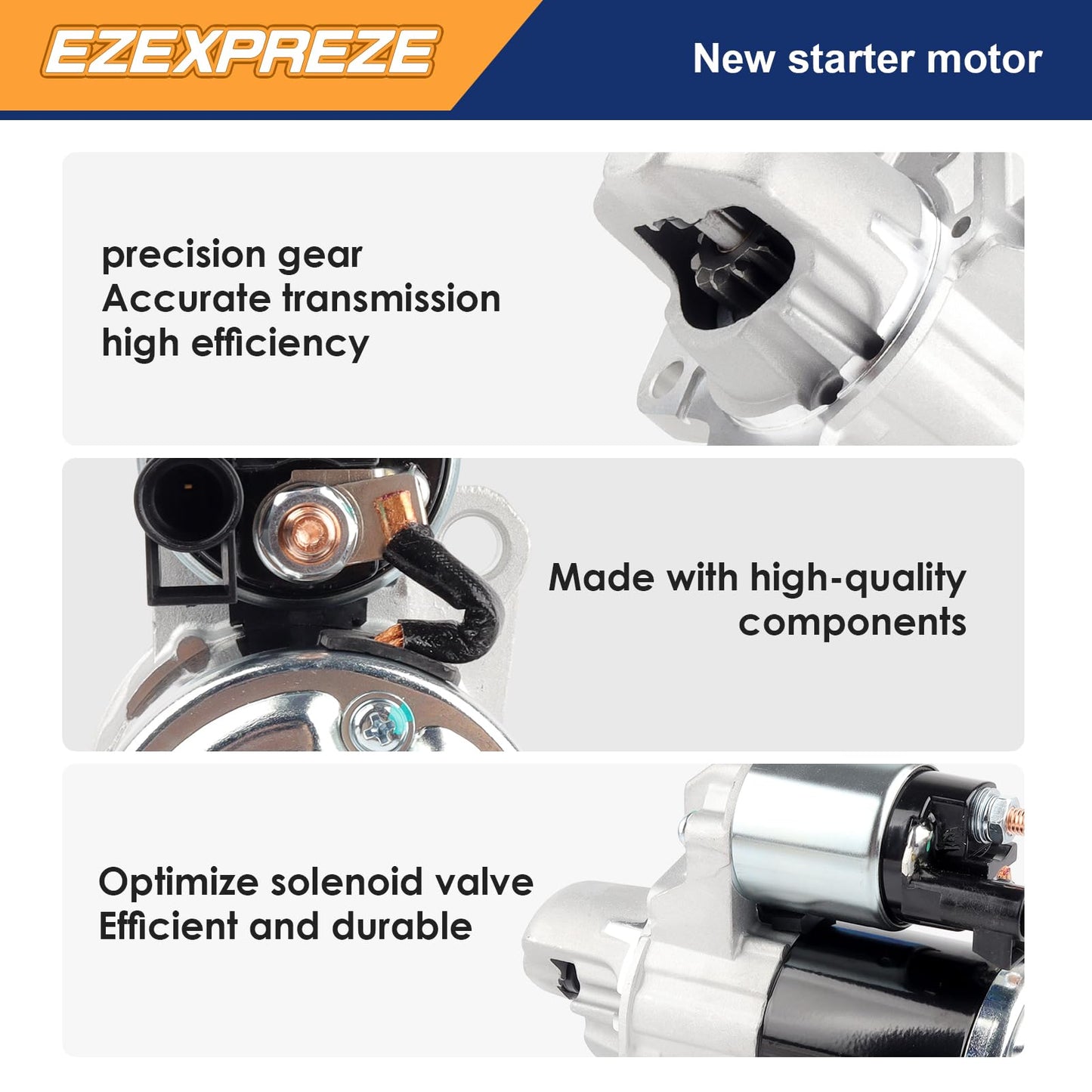 Ezexpreze 17986 New Starter Replacement for Chevy Traverse 09-17, GMC Acadia 07-16, Buick Enclave Lacrosse, Cadillac SRX XTS STS, Impala 12-20, Pontiac Saturn Suzuki 3.0L 3.6L V6 Engine OE#: 12645298