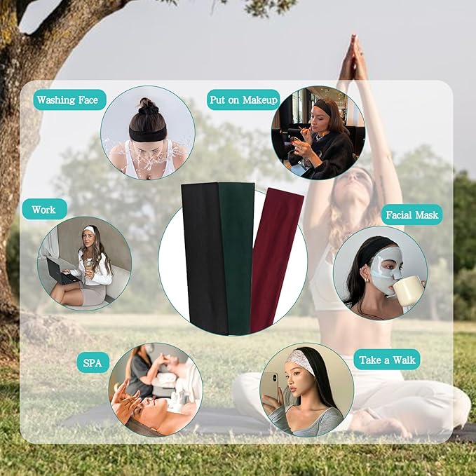 Headbands for Women Non Slip Head Bands for Women's Hair cute elastic womens headbands Soft Cotton Cloth Fashion floral headband for women for Daily Workout Sports Running Yoga