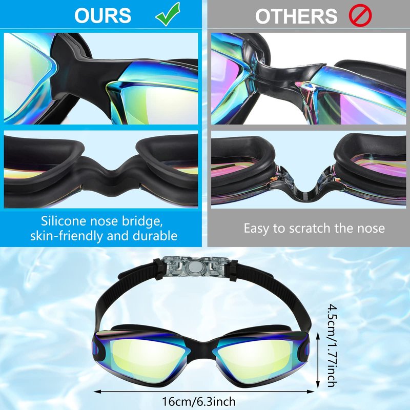 Flutesan 6 Pcs Swim Goggles Swimming Equipment Swimming Goggles Sport Swimming Goggles for Women Men Adult Youth (Bright Color)