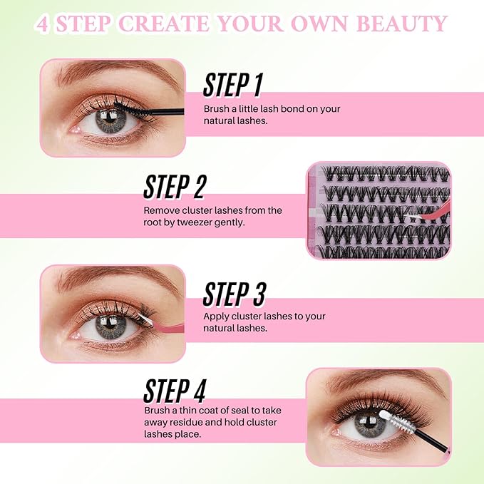 Lash Clusters Kit DIY Lash Extension Kit Colored Cluster Lashes Eyelash Extension Kit Individual Lashes with Lash Bond and Seal,Lash Tweezers Natural Look RITALASH(30D+40D+50D+40D Colored Kit,9-16mm)