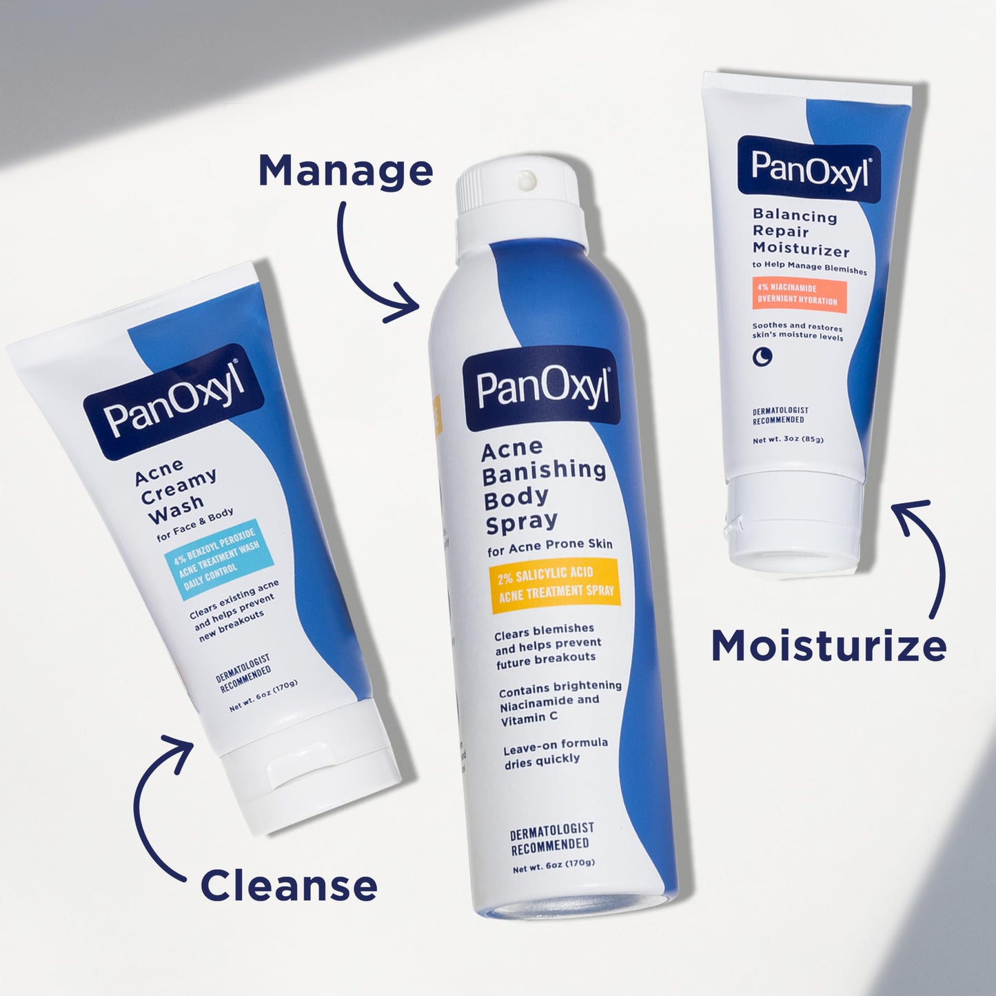 PanOxyl Acne Banishing Body Spray with 2% Salicylic Acid, Pimple Treatment Spray to Clear Stubborn Breakouts, 360-Degree Spray Nozzle, Skin-Brightening Niacinamide, Vitamin C, Witch Hazel, Aloe, 6 Oz