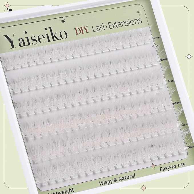 White Lashes Clusters Wispy Eyelash Extension Colored Eyelashes 10-18MM Reusable 50D Natural Individual Lashes Cosplay DIY Lash Extensions (White,120Pcs)